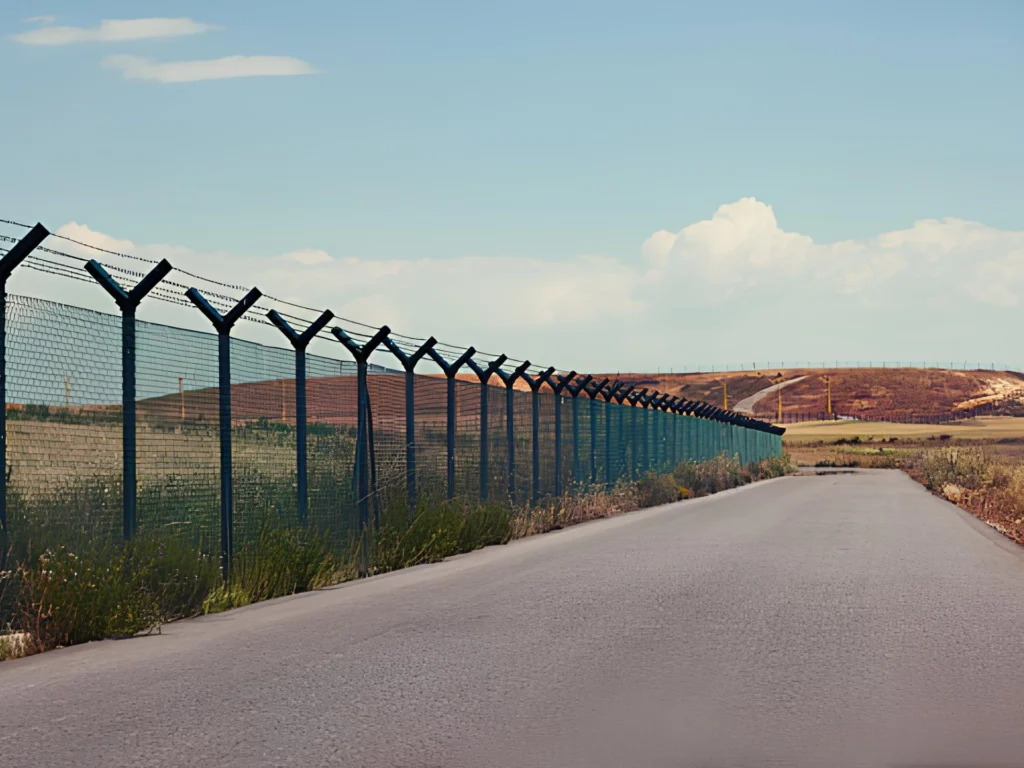 Chainlink fence with barbwire