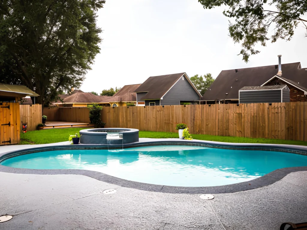 Wooden pool fence