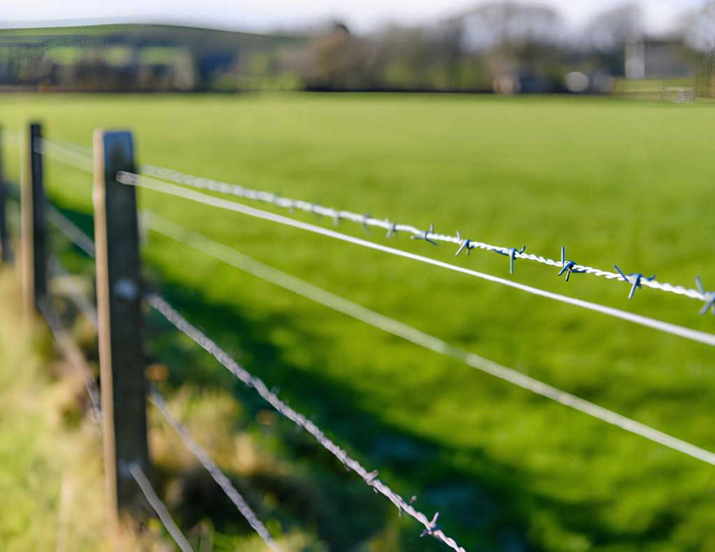 wooden fence with barbwire